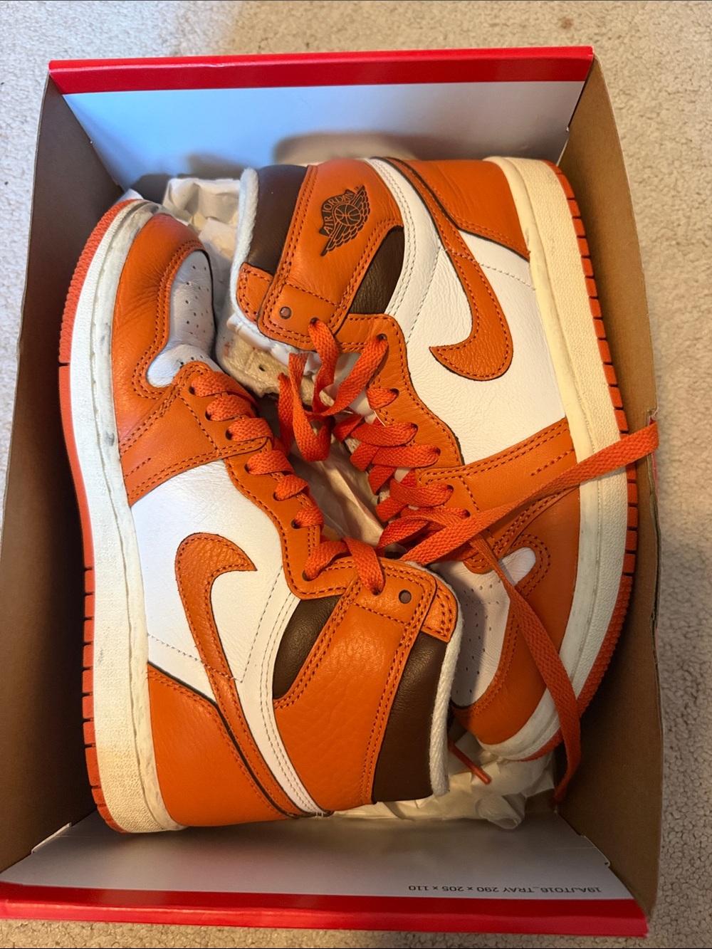 Jordan Orange White Brown High-Top Sneakers